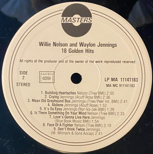 Willie Nelson, Waylon Jennings : 18 Golden Hits (LP, Comp)