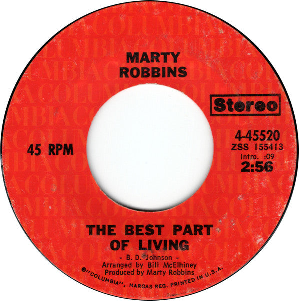 Marty Robbins : The Best Part Of Living (7", Single, Styrene, Ter)