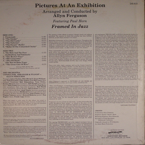 Allyn Ferguson Featuring Paul Horn : Pictures At An Exhibition: Framed In Jazz (LP, Album, RE)