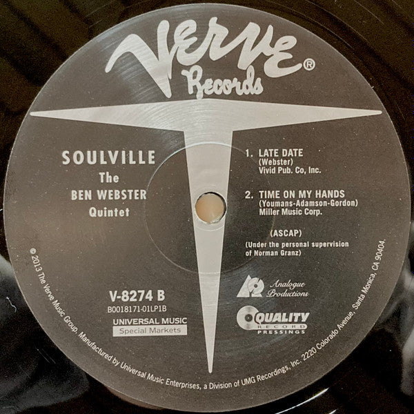 The Ben Webster Quintet : Soulville (2x12", Album, Mono, RE, RM, 200)