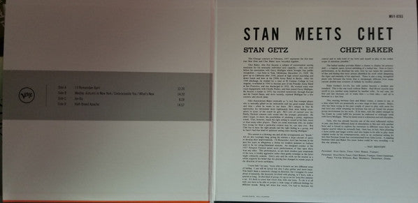 Stan Getz, Chet Baker : Stan Meets Chet (2x12", Album, Ltd, Num, RE, RM, 180)
