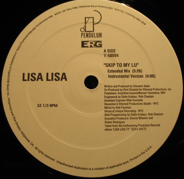 Lisa Lisa : Skip To My Lu (12")