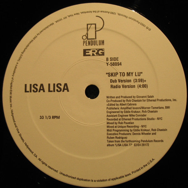 Lisa Lisa : Skip To My Lu (12")