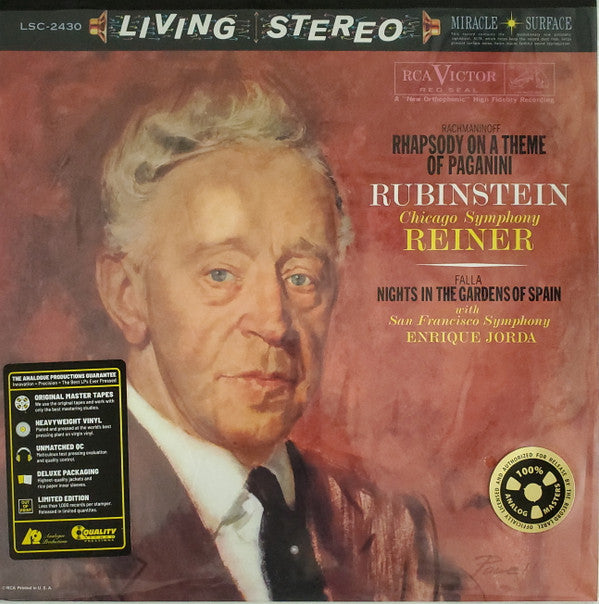 Rubinstein*, Rachmaninoff*, Chicago Symphony*, Reiner*, Falla*, San Francisco Symphony, Enrique Jorda* : Rhapsody On A Theme Of Paganini / Nights In The Gardens Of Spain (LP, Album, Ltd, RE, RM, 180)