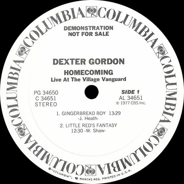 Dexter Gordon : Homecoming - Live At The Village Vanguard (2xLP, Album, Promo)