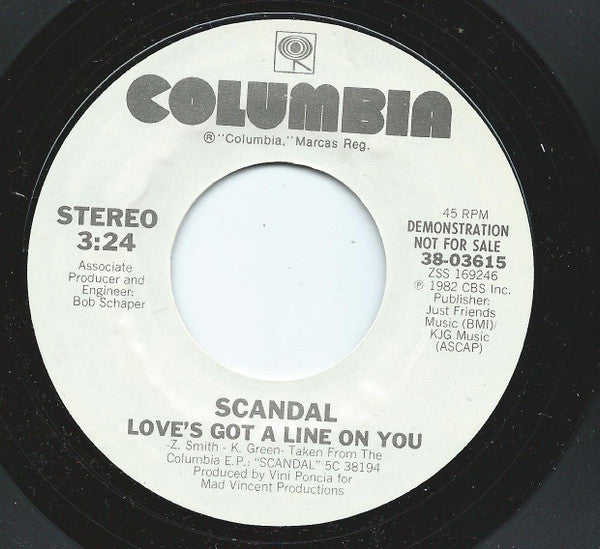 Scandal (4) : Love's Got A Line On You (7", Single, Promo)