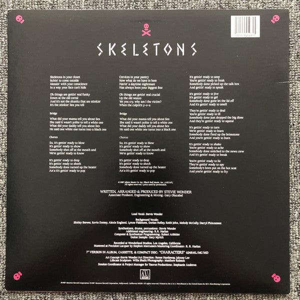 Stevie Wonder : Skeletons (12", Maxi)