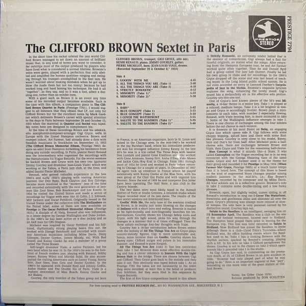 The Clifford Brown Sextet* : The Clifford Brown Sextet In Paris (LP, Comp)