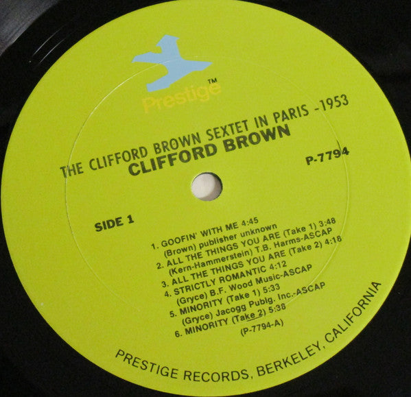 The Clifford Brown Sextet* : The Clifford Brown Sextet In Paris (LP, Comp)