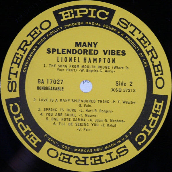Lionel Hampton : Many Splendored Vibes (LP, Album)