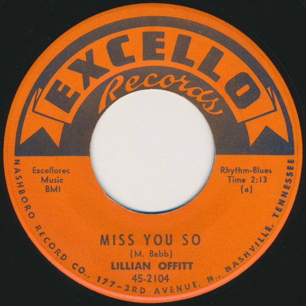 Lillian Offitt : Miss You So / If You Only Knew (7", Single)