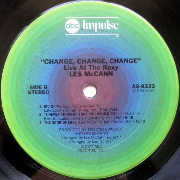 Les McCann : Change, Change, Change (Live At The Roxy) (LP, Album, San)