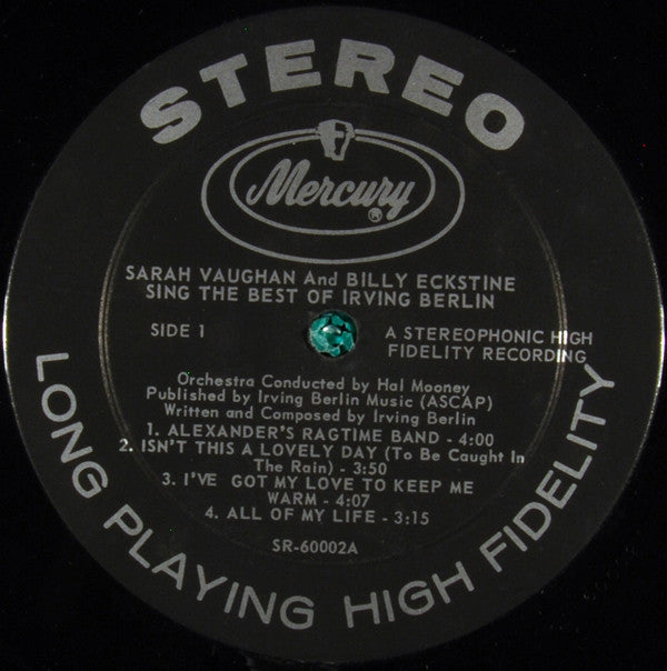 Sarah Vaughan And Billy Eckstine : Sing The Best Of Irving Berlin (LP, Album, Ind)