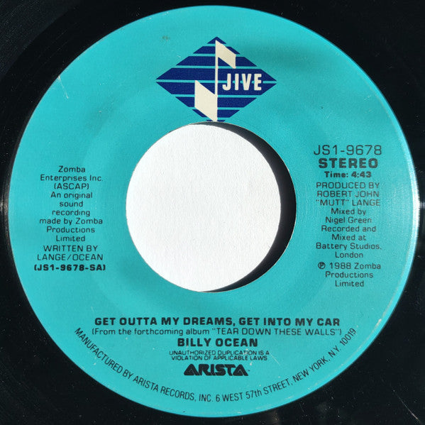 Billy Ocean : Get Outta My Dreams, Get Into My Car (7", Single, Spe)