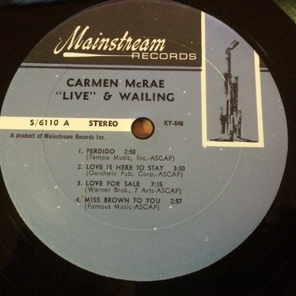 Carmen McRae : "Live" & Wailing (LP, Album)