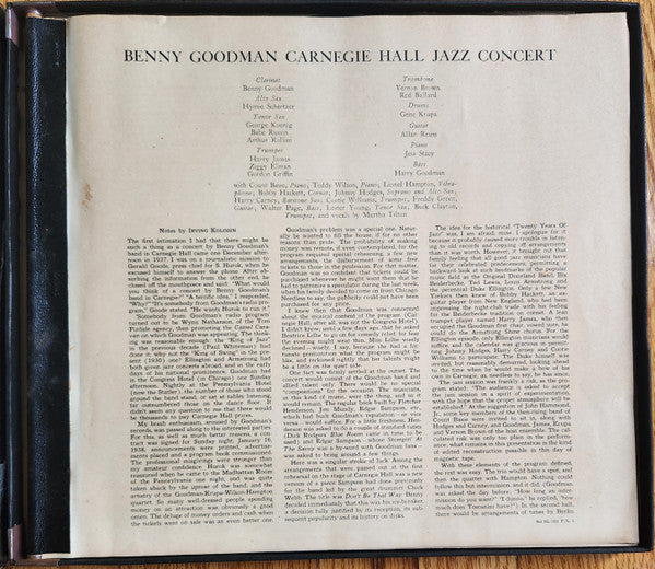 Benny Goodman : The Famous 1938 Carnegie Hall Jazz Concert (2xLP, Mono, RE + Box)