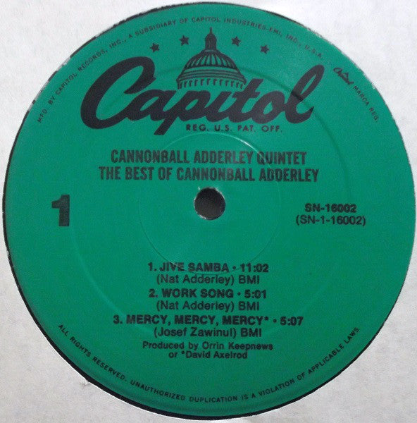 Cannonball Adderley Quintet* : The Best Of Cannonball Adderley (LP, Comp, RE)