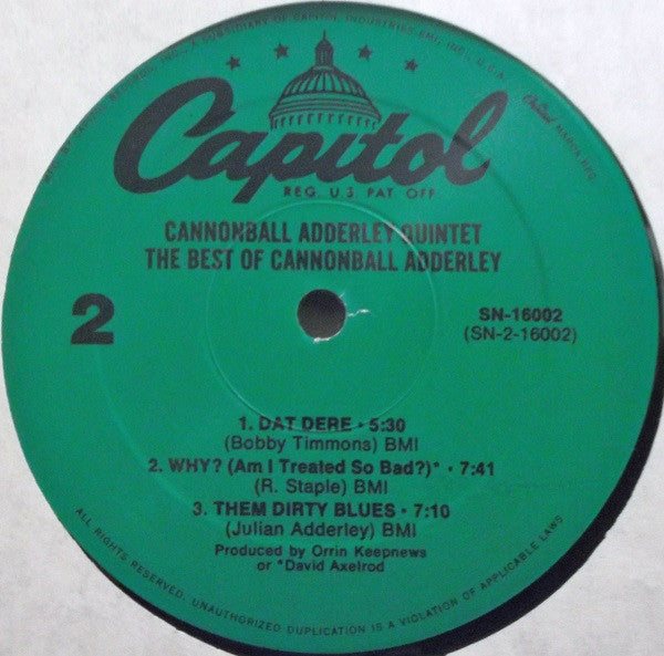 Cannonball Adderley Quintet* : The Best Of Cannonball Adderley (LP, Comp, RE)