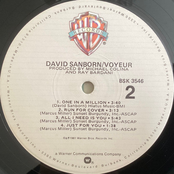 David Sanborn : Voyeur (LP, Album, RE, Win)