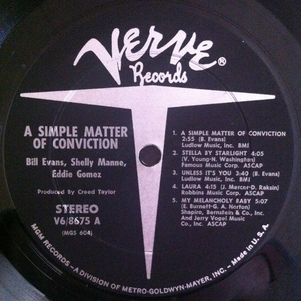 Bill Evans, Shelly Manne, Eddie Gomez : A Simple Matter Of Conviction (LP, Album, Gat)