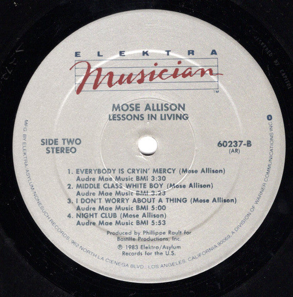 Mose Allison : Lessons In Living (LP, Album, AR )