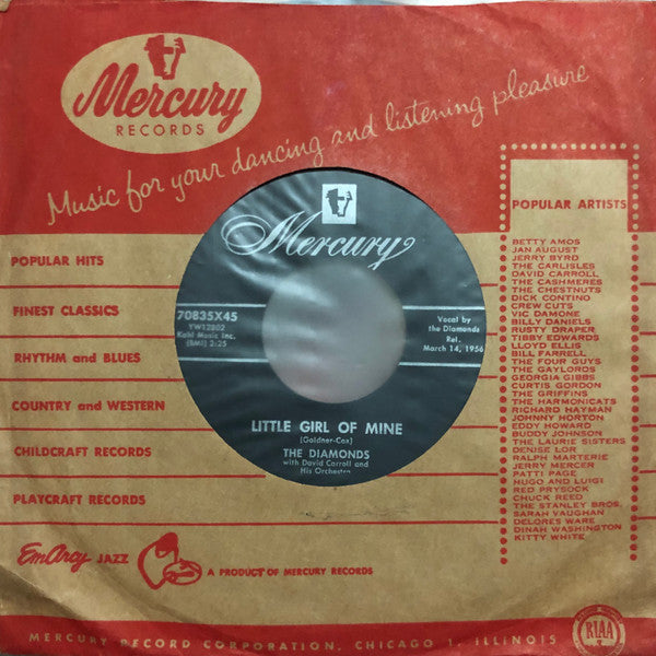 The Diamonds With David Carroll and His Orchestra* : The Church Bells May Ring (7", Single)