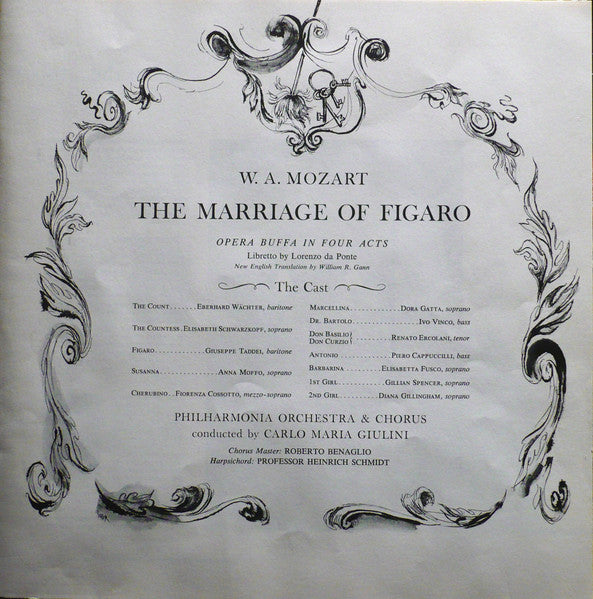 W.A. Mozart* - Various : The Marriage Of Figaro (3xLP, Album, RE + Box)