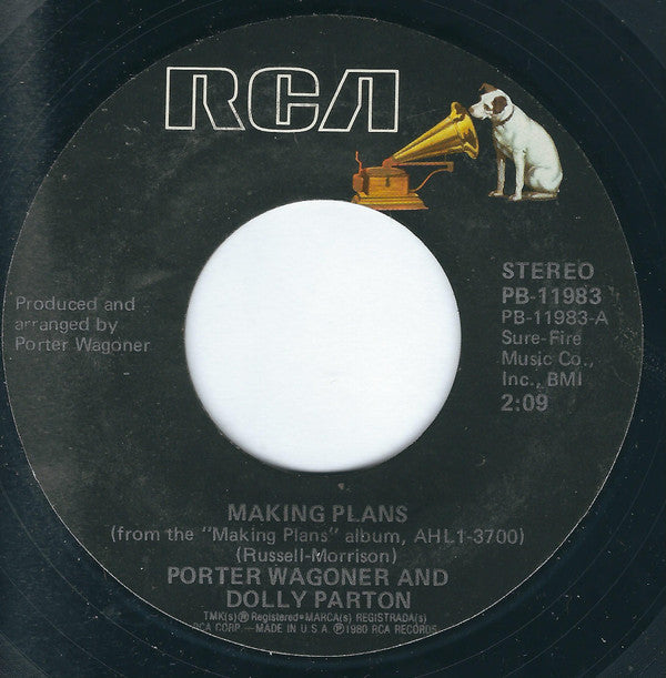 Porter Wagoner And Dolly Parton : Making Plans / Beneath The Sweet Magnolia Tree (7", Single, Styrene, Ind)