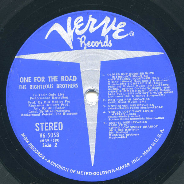 The Righteous Brothers : One For The Road (LP, Album, MGM)