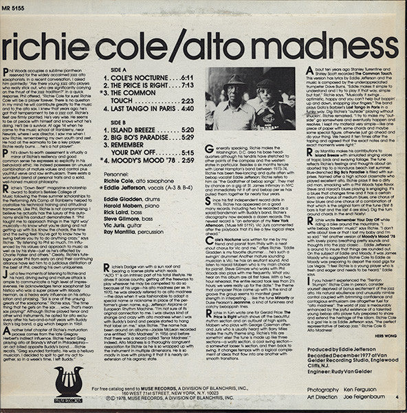 Richie Cole : Alto Madness (LP, Album, PRC)