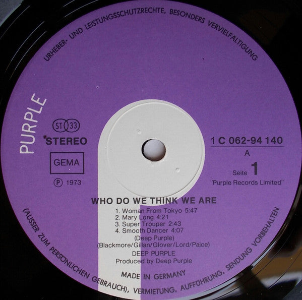 Deep Purple : Who Do We Think We Are (LP, Album, Gat)