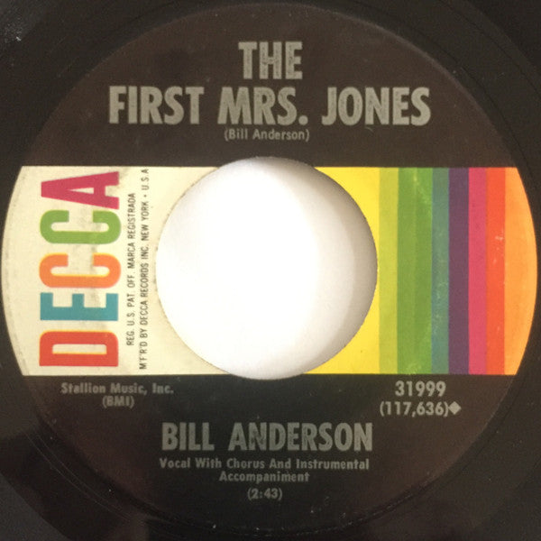 Bill Anderson (2) : I Get The Fever (7", Single, Pin)