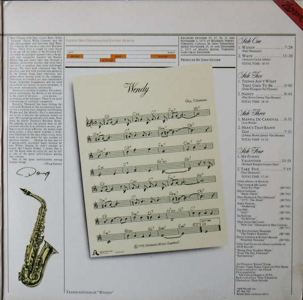 The Paul Desmond Quartet : Live (2xLP, Album, Ter)