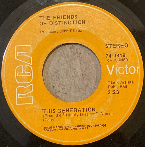 The Friends Of Distinction : Love Or Let Me Be Lonely (7", Single, Ind)
