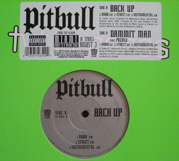 Pitbull : Back Up / Dammit Man (12")