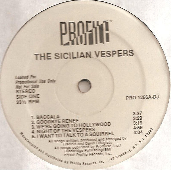 The Sicilian Vespers : The Sicilian Vespers (LP, Album, Promo)