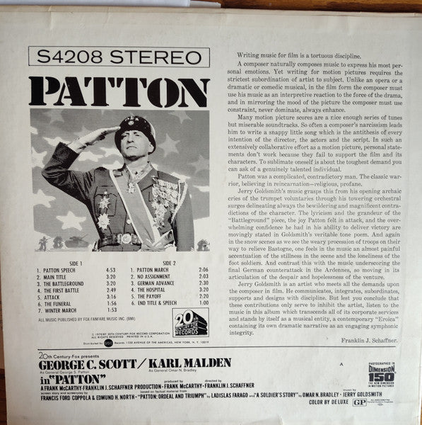 Jerry Goldsmith : Patton (Original Motion Picture Score) (LP, Album)