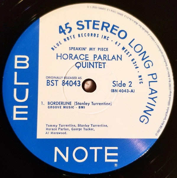 Horace Parlan Quintet : Speakin' My Piece (2xLP, Album, Ltd, Num, RE, RM, Gat)