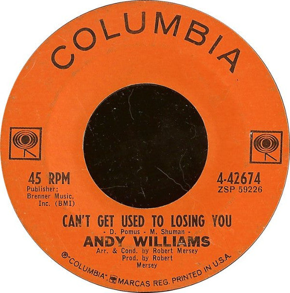 Andy Williams : Can't Get Used To Losing You (7", Single, Styrene)