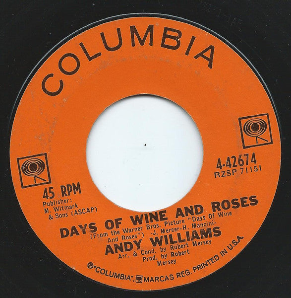 Andy Williams : Can't Get Used To Losing You (7", Single, Styrene)