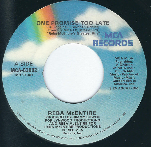 Reba McEntire : One Promise Too Late (7", Single, Glo)