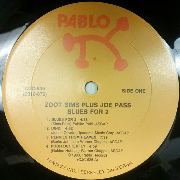 Zoot Sims Plus Joe Pass : Blues For Two (LP, Album, RE)