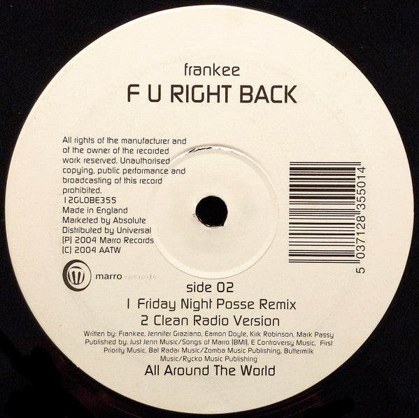 Frankee : F U Right Back (12")