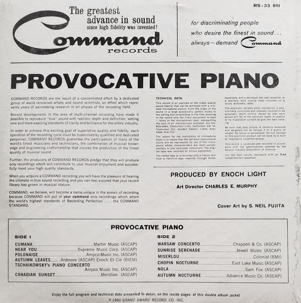 Dick Hyman And His Orchestra : Provocative Piano (LP, Album, Mono)