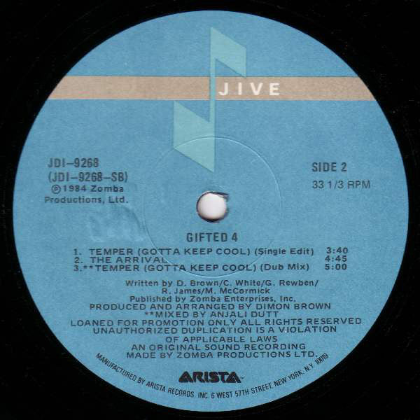 Gifted 4 : Temper (Gotta Keep Cool) (12", Promo)