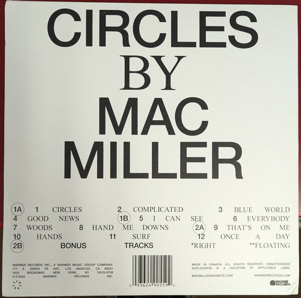 Mac Miller : Circles (2xLP, Album, Cle)