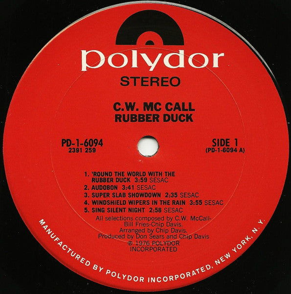 C.W. McCall : Rubber Duck (LP, Album, Pit)
