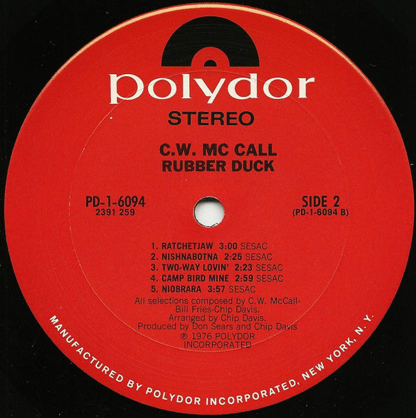 C.W. McCall : Rubber Duck (LP, Album, Pit)