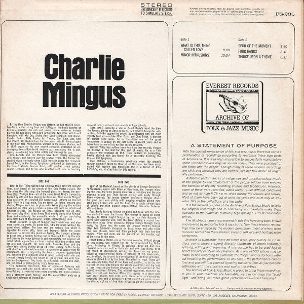 Charlie Mingus* : Charlie Mingus (LP, Comp, RP)