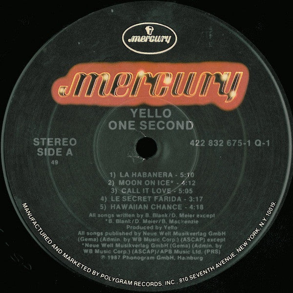 Yello : One Second (LP, Album, 49 )